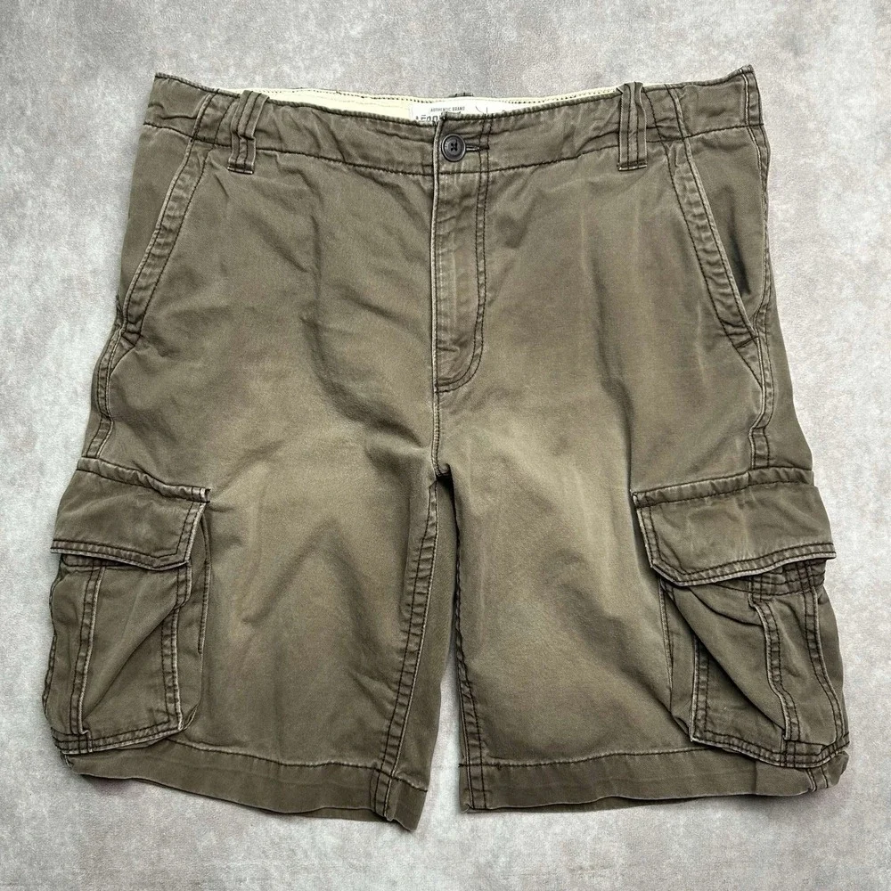 VTG Aeropostale Cargo Shorts Men's Size 36 Khaki Heavy Cotton Baggy Y2K